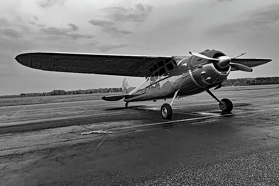 Cessna Businessliner C-195 Airplane Black And White Photograph