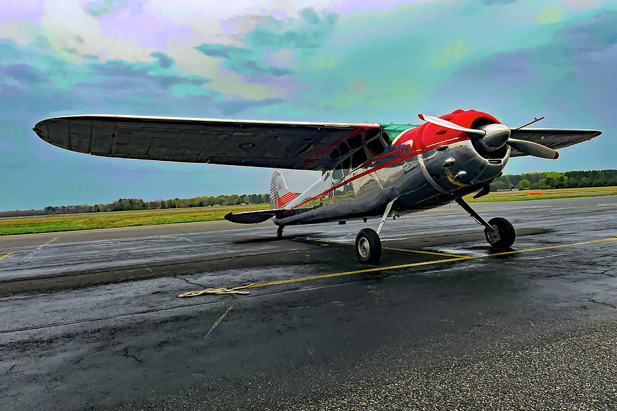 Cessna Businessliner C-195 Airplane Enhanced Photograph by Bill Swartwout