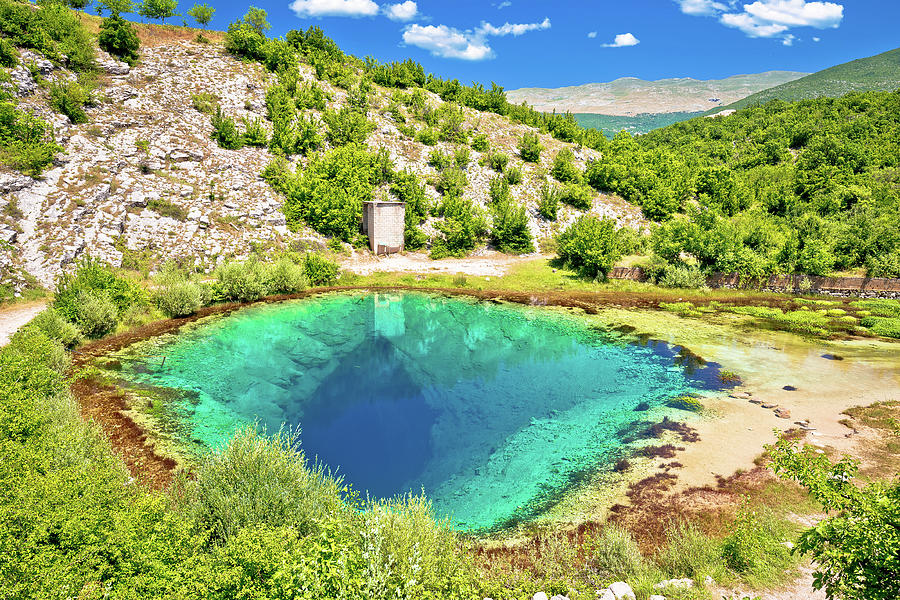 Cetina River Source Water Hole Green Landscape View Photograph