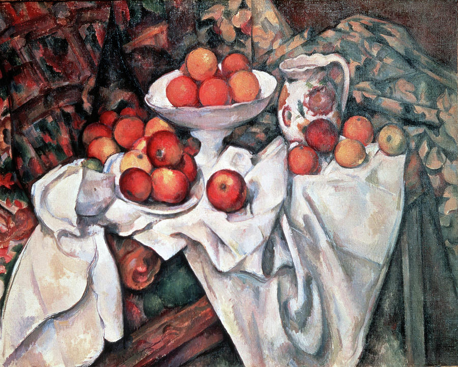 Cezanne, Paul. 1839-1906. Pommes et oranges -Still life with apples and oranges-, 1895/1900. Oi... Painting by Paul Cezanne -1839-1906-