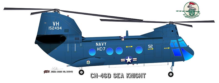CH-46 Sea Knight Profile Print HC-7 Det 102 Digital Art by George Bieda