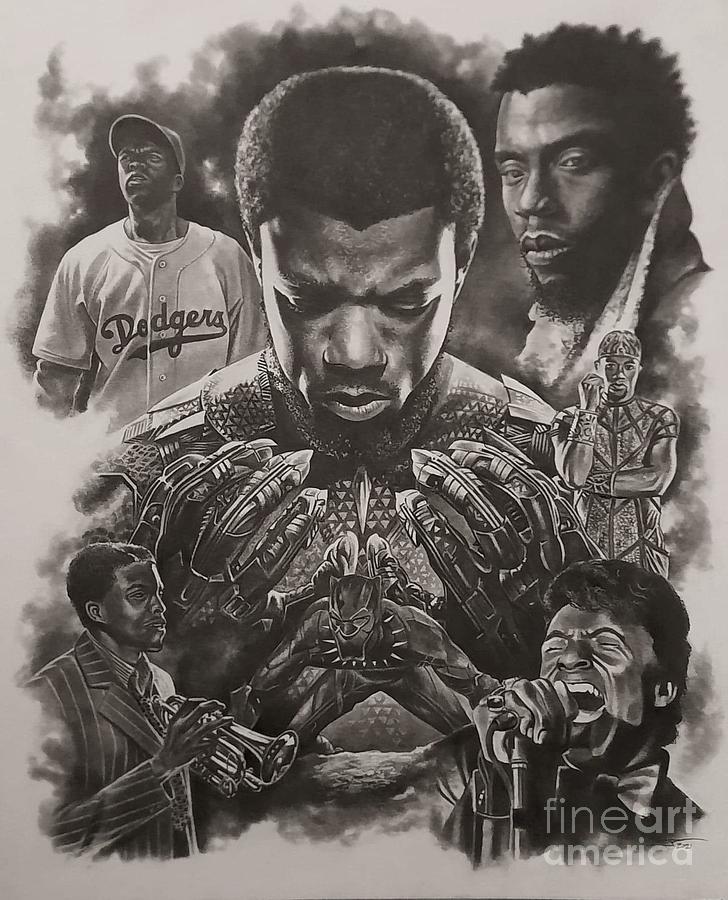 Black Panther Movie Drawing - Chadwick Boseman by James Rodgers