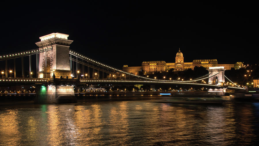 Chain Bridge in Budapest at Night Photograph by Matthew DeGrushe