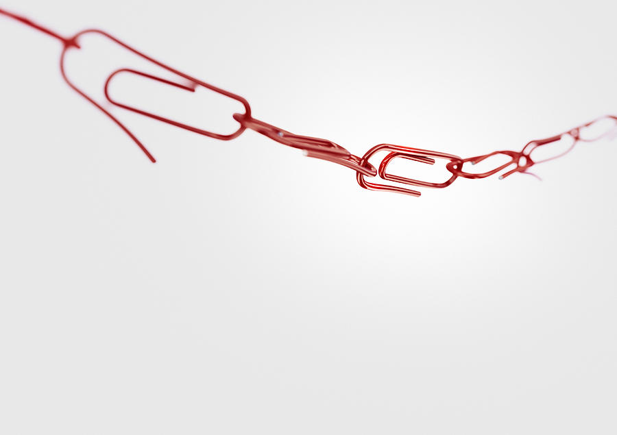 Chain made from connected red paperclips Photograph by I Like That One
