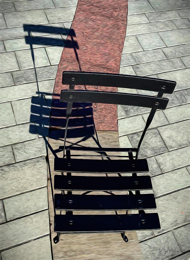 Chair And Shadow On Terrace Curve Photograph by Gary Slawsky