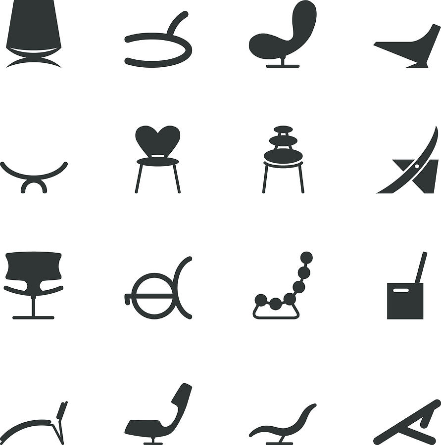 Chair Design Silhouette Icons Drawing by Rakdee