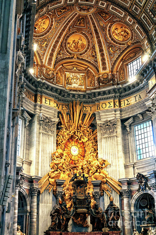 Chair of Saint Peter at Saint Peters Basilica in Vatican City Italy Photograph by John Rizzuto