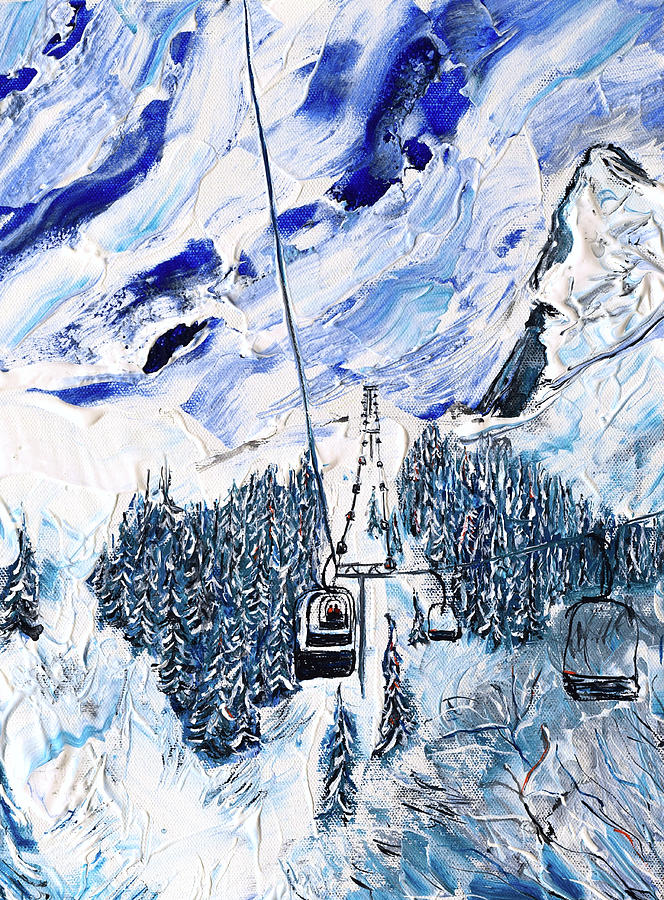 Chair under the Eiger at Wengen Painting by Pete Caswell