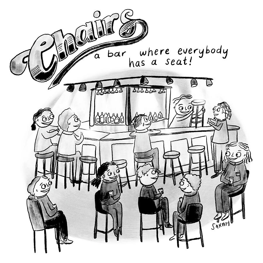 Chairs a Bar Where Everybody has a Seat Drawing by Sarah Kempa