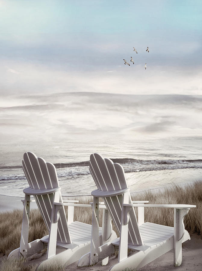 Chairs in the Beachhouse Dunes Photograph by Debra and Dave Vanderlaan