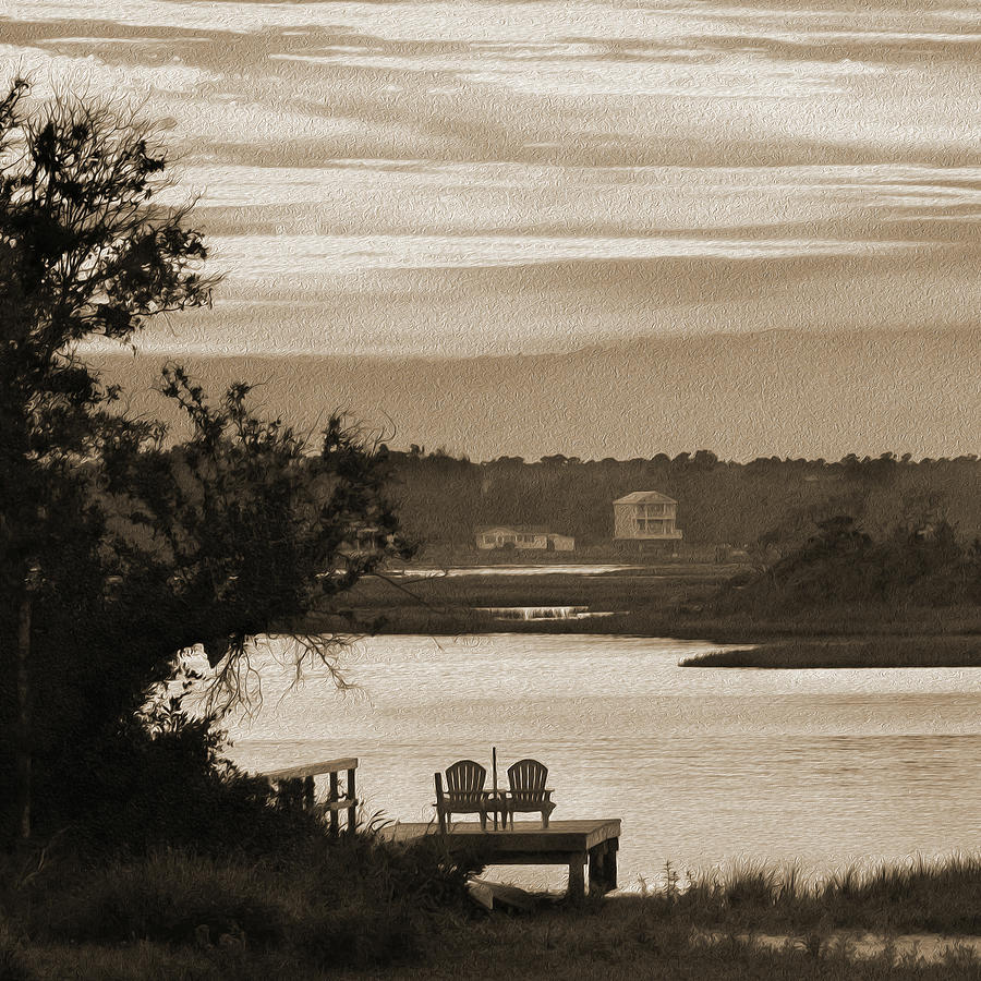 Chairs on a Dock Photograph by Mike McGlothlen