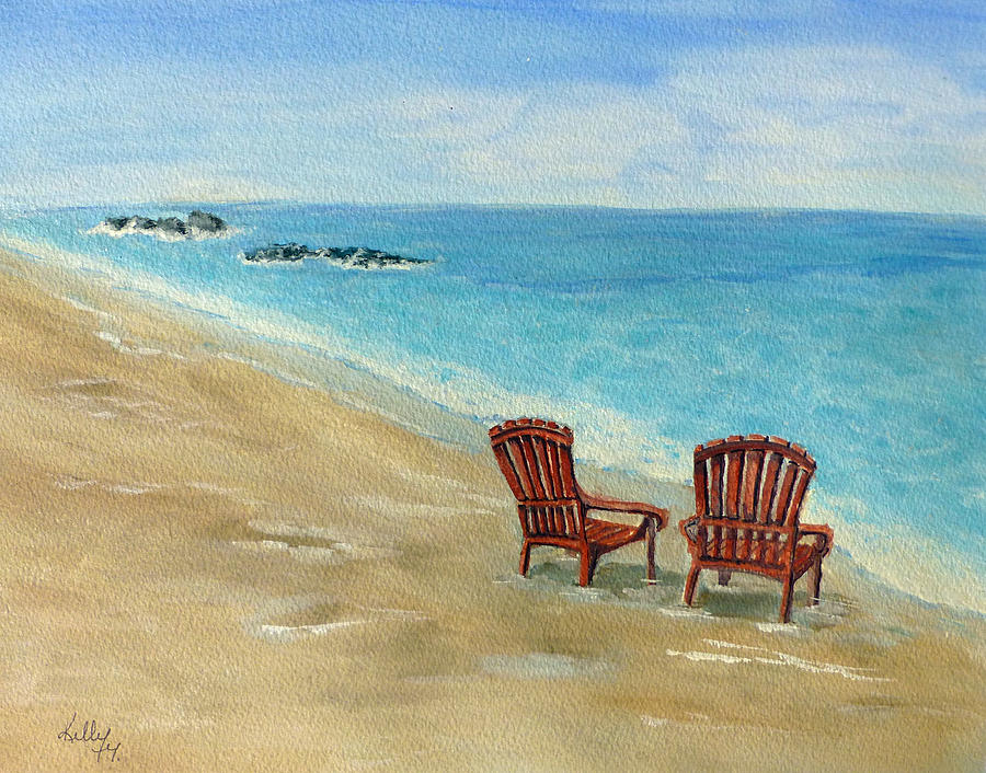 Chairs on the Beach Painting by Kelly Mills