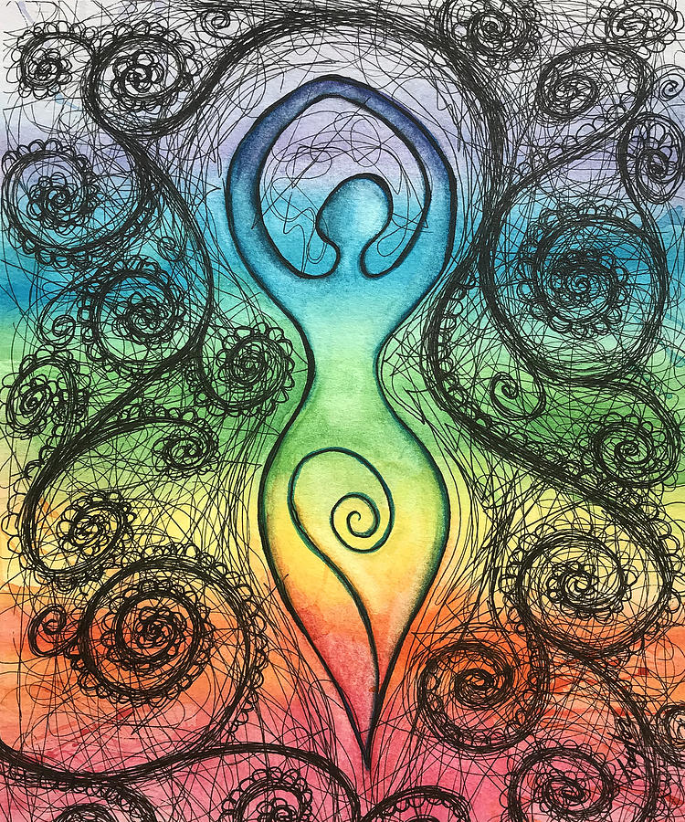 Chakra Spiral Goddess Mixed Media by Laura Taylor