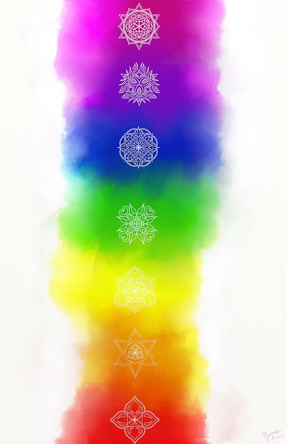 Rainbow Digital Art - Chakras by Myranda Gereau