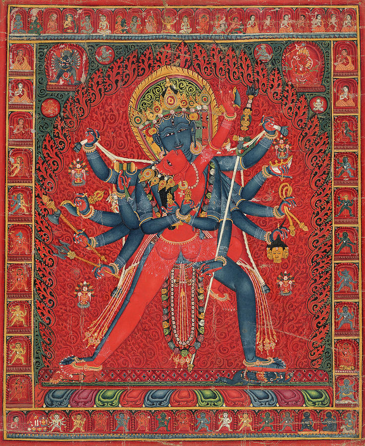 Chakrasamvara and consort Vajravarahi Painting by Anonymous Tibetan 15th century