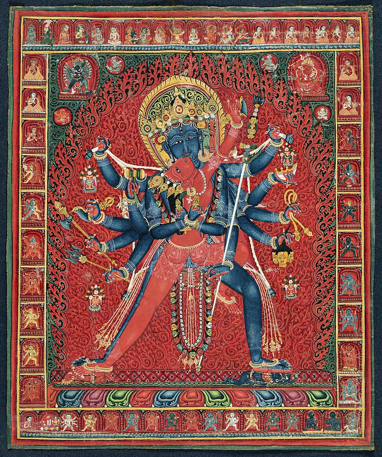 Vintage Painting - Chakrasamvara and consort Vajravarahi ca 1450-1500 during Sakya Order Period by Les Classics