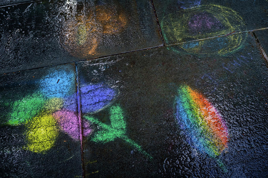 Chalk Marks In A Rainstorm Two Photograph by Glenn DiPaola