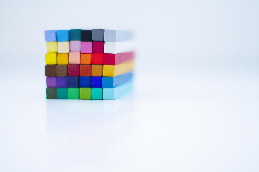 Chalk Pastels arranged in a cube Photograph by Catherine MacBride