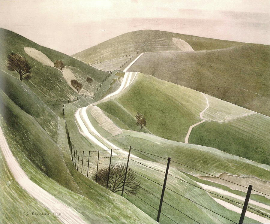 Chalk Paths By Eric Ravilious Drawing