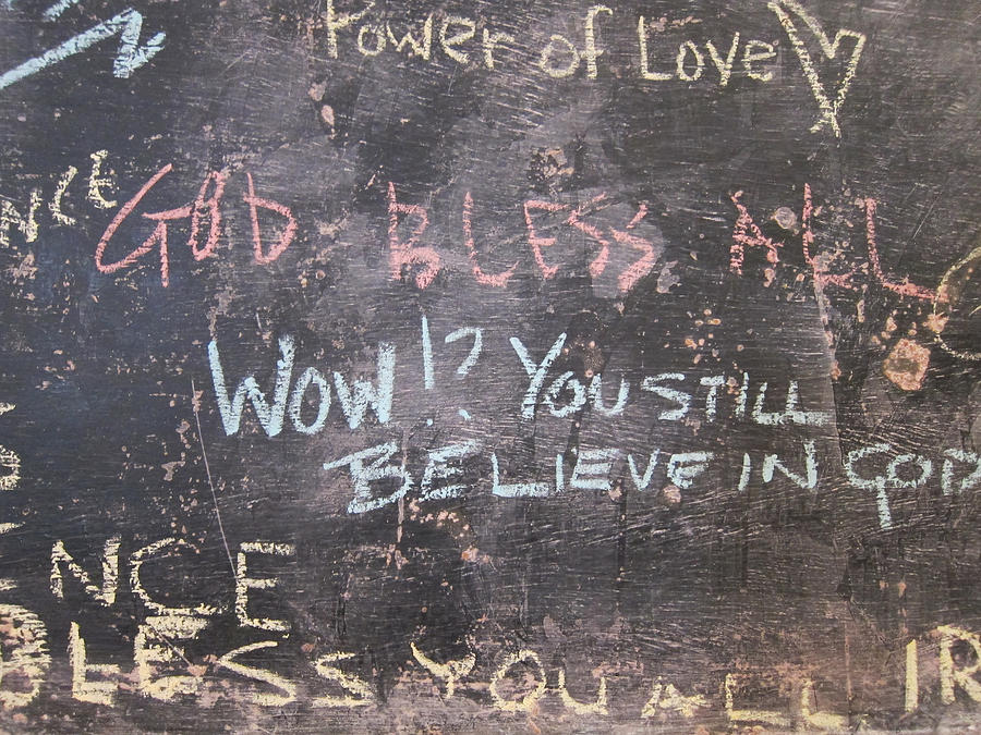 Chalkboard that says God Bless All Photograph by Christina Reichl Photography
