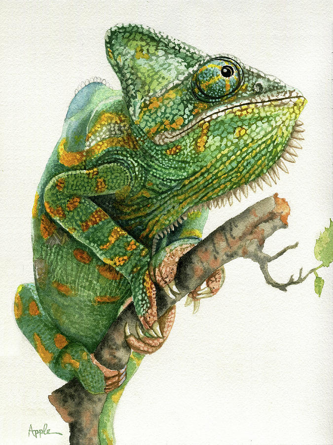 Chameleon Painting by Linda Apple