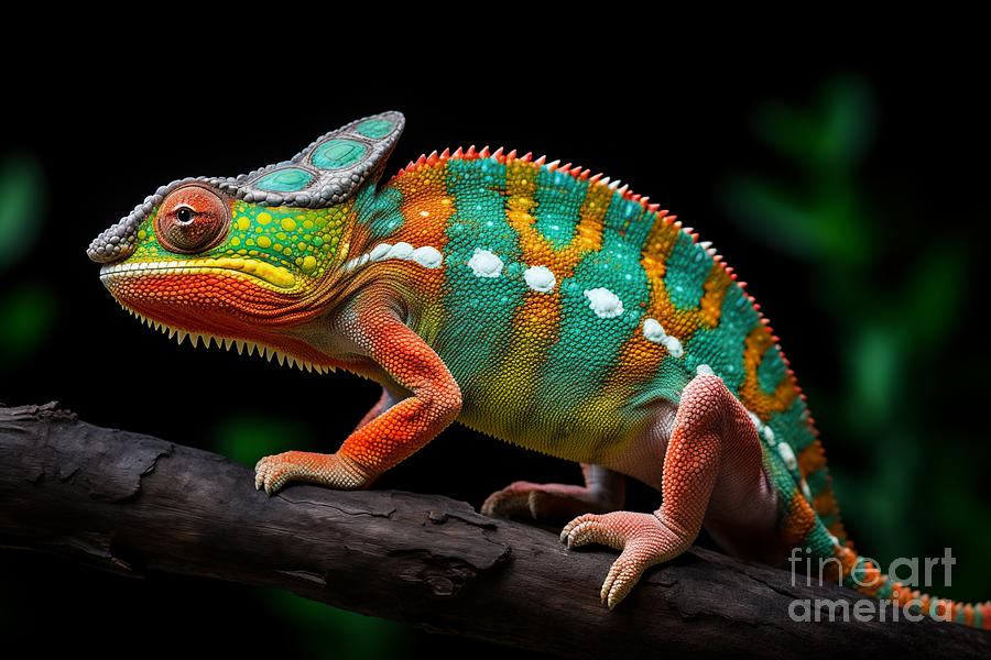 Chameleon on a branch Photograph by Delphimages Photo Creations