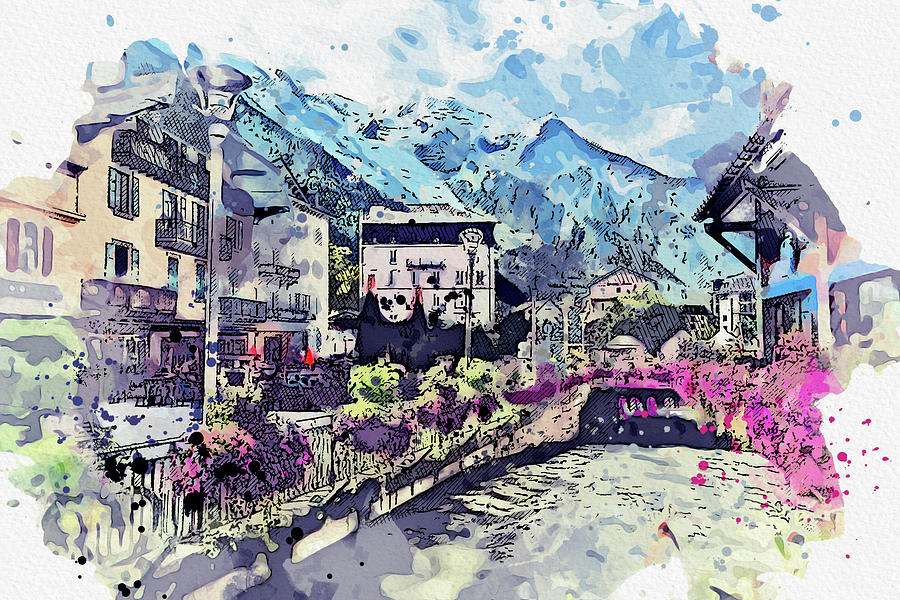 Chamonix Mont Blanc, Ca 2021 By Ahmet Asar, Asar Studios Painting