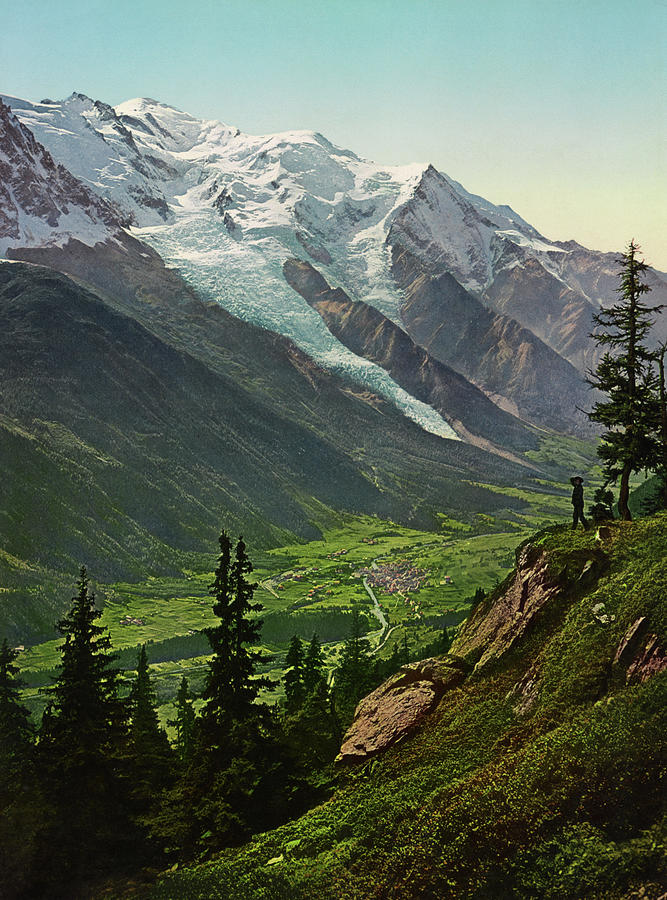 Chamonix Valley - Montblanc and La Flegere - France Circa 1905 Photochrom Photograph by War Is Hell Store