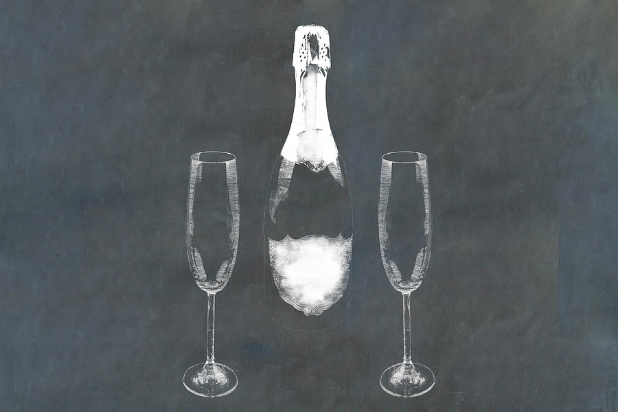 Champagne Bottle With Flutes Photograph