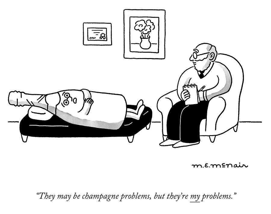 Champagne Problems Drawing by Elisabeth McNair