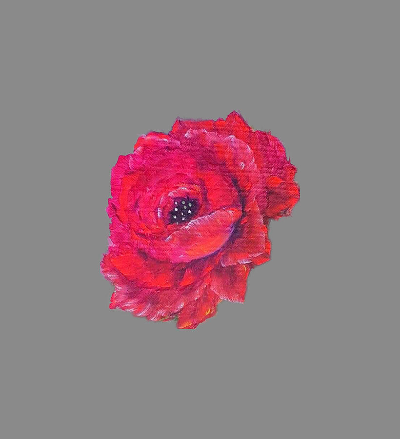 Champagne Rose Red On Medium  Grey Painting