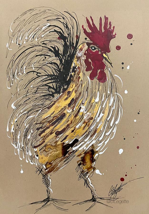 Champion Rooster  Drawing by C F Legette