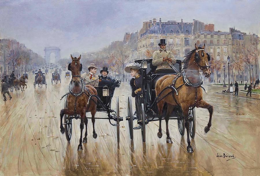 Champs-Elysees Roundabout Painting by Jean Beraud - Fine Art America