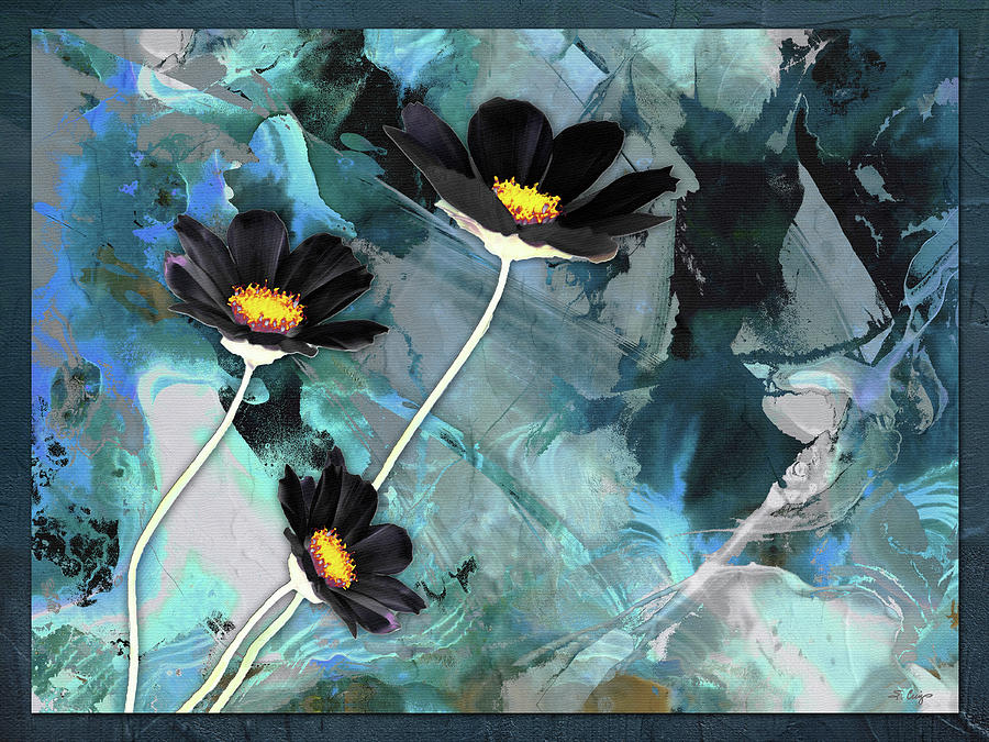 Flower Painting - Chance Encounter Black Cosmos Flower Art by Sharon Cummings