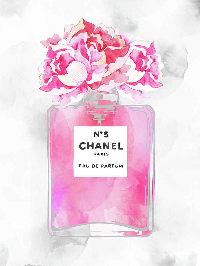 Chanel no 5 perfume bottle watercolor Digital Art by Mihaela Pater