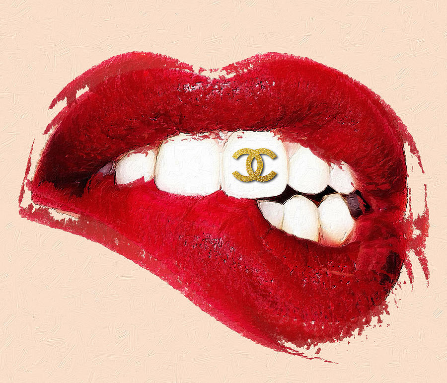 Chanel Sexy Lip Bite Mouth Lipstick 2 Painting by Tony Rubino - Fine Art  America