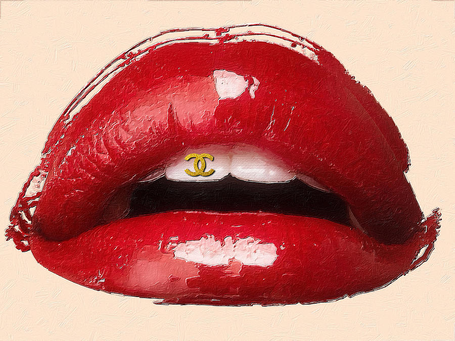 Chanel Sexy Lip Bite Mouth Lipstick 3 Painting by Tony Rubino
