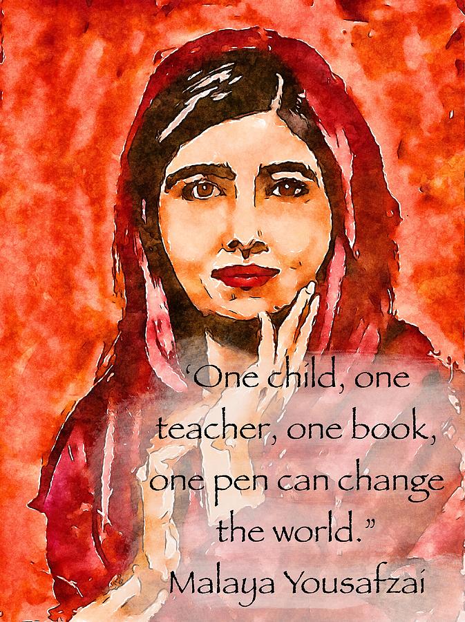 Change the World - Malala Mixed Media by Eileen Backman