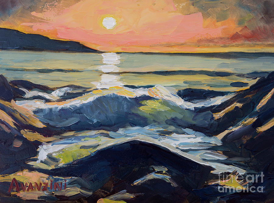 Chanteiro Beach Sunset Galicia Spain Painting by Pablo Avanzini