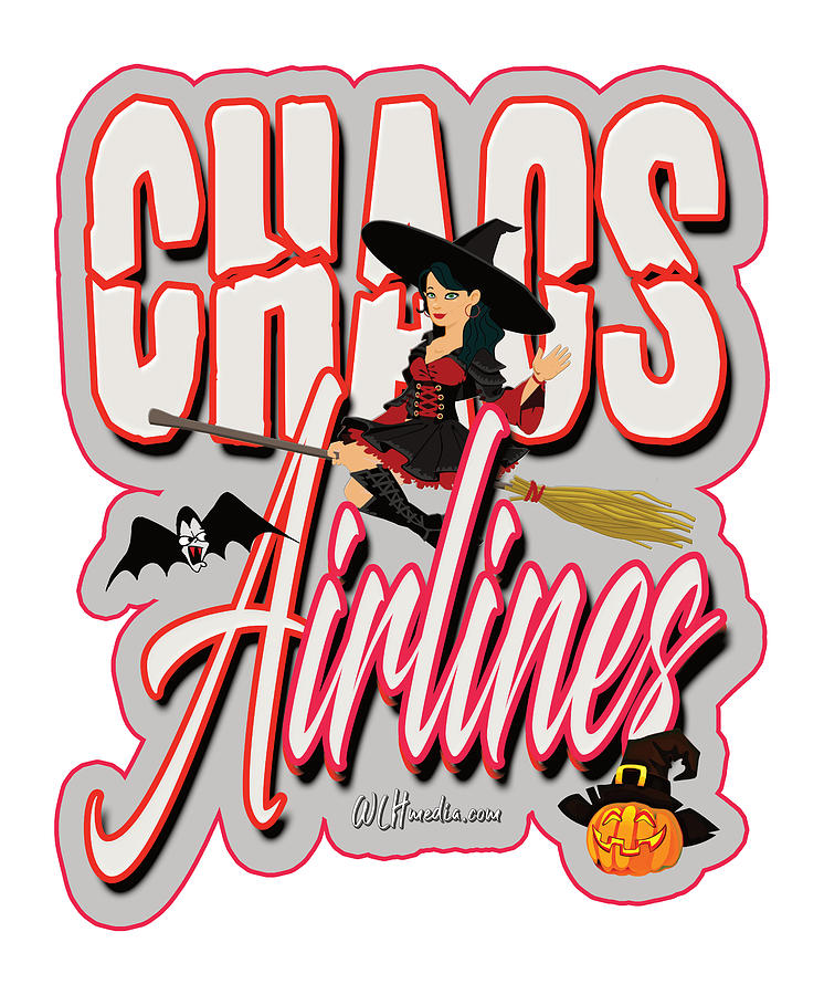 Chaos Airlines Halloween Fun Word Art Digital Art by Walter Herrit