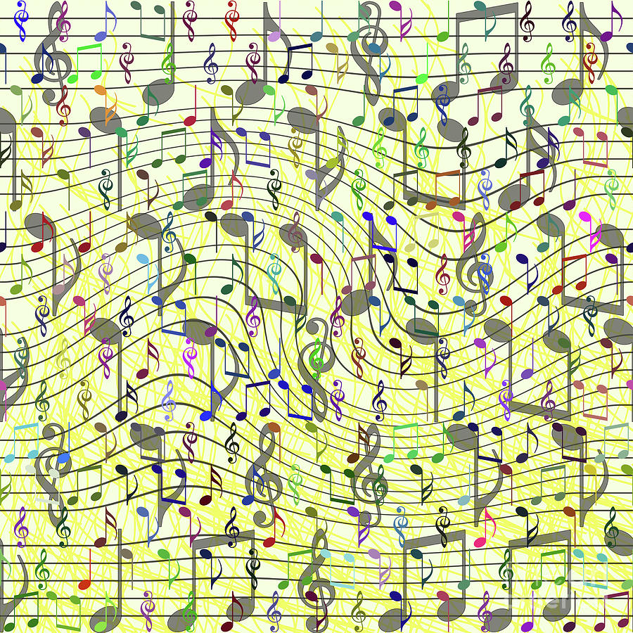 Music Digital Art - Chaotic music notation by Gaspar Avila