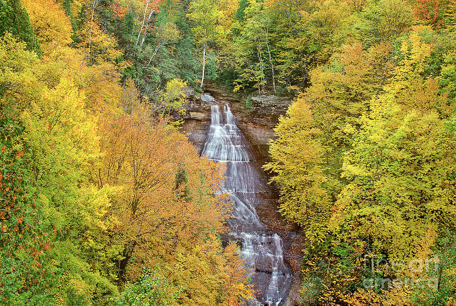 Tree Photograph - Chapel Falls Autumn Upper Peninsula Michigan by Dave Welling