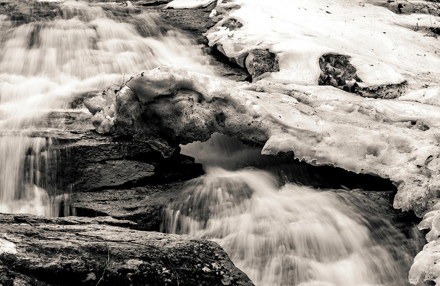 Chapel Falls Frozen and Melting Ashfield MA Photograph by Michael Saunders