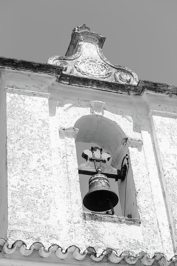 Chapel of San Sebastiao Bell Black and White Vertical   Photograph by Eddie Barron