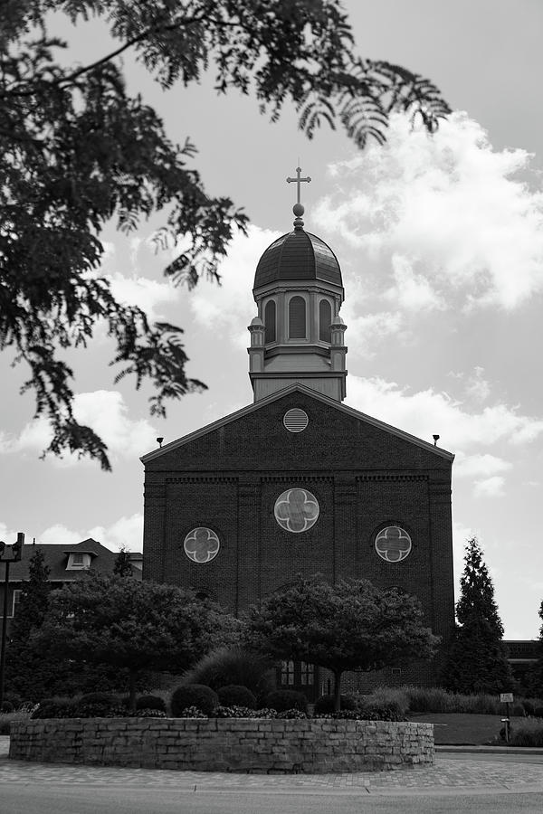Chapel of the Immaculate Conception at the University of Dayton in black and white Photograph by Eldon McGraw