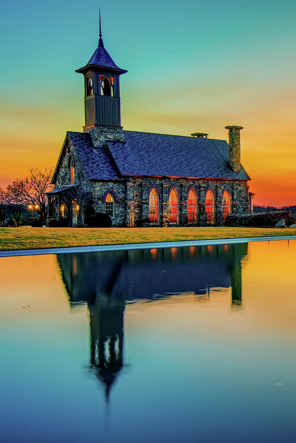 Chapel Of The Ozarks Sunset Reflections - Ridgedale Missouri Photograph