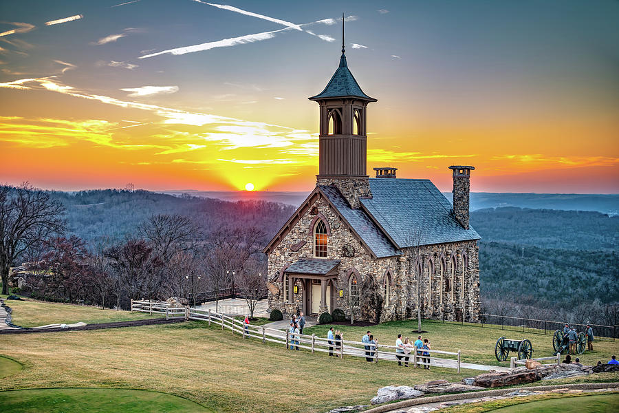 Chapel of the Ozarks Top of the Rock Sunset Photograph by Gregory Ballos