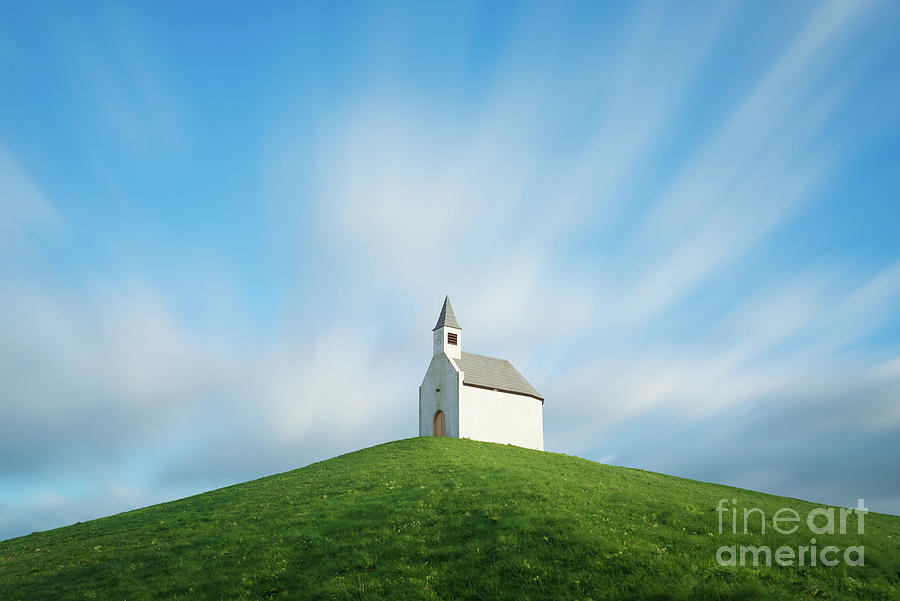 Architecture Photograph - Chapel on a hill under motion blurred clouds by IPics Photography