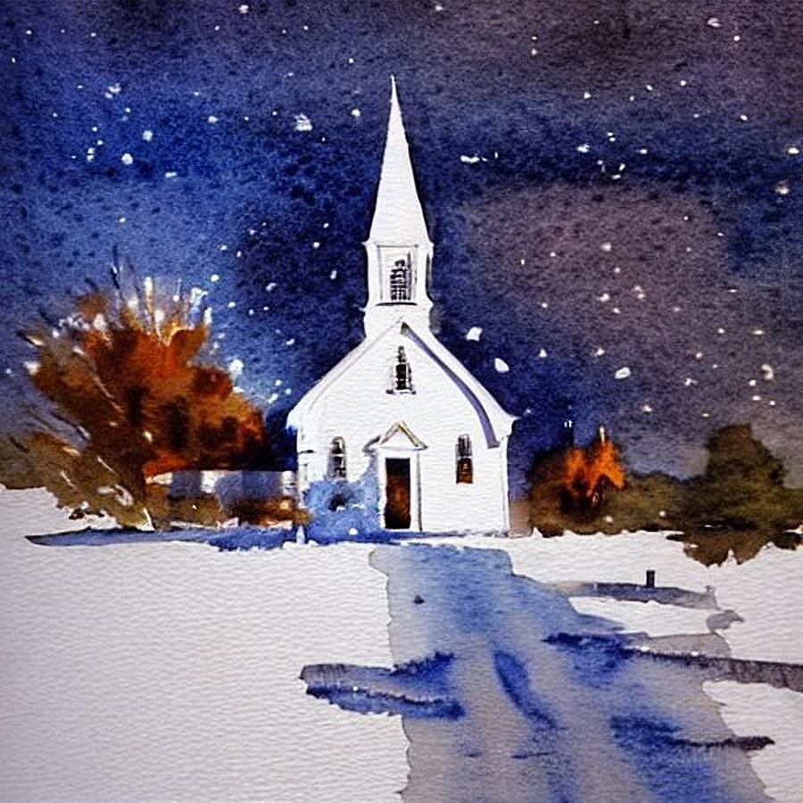 Chapel on a Winters Morn, New Jersey Painting by Christopher Lotito