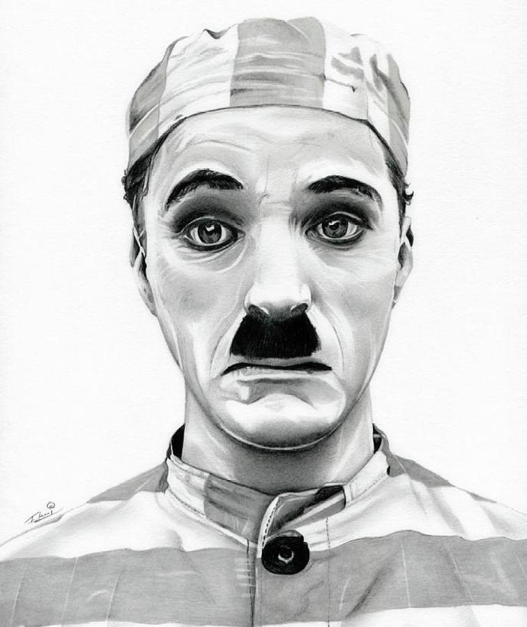 Chaplin - Black and White Edition Drawing by Fred Larucci